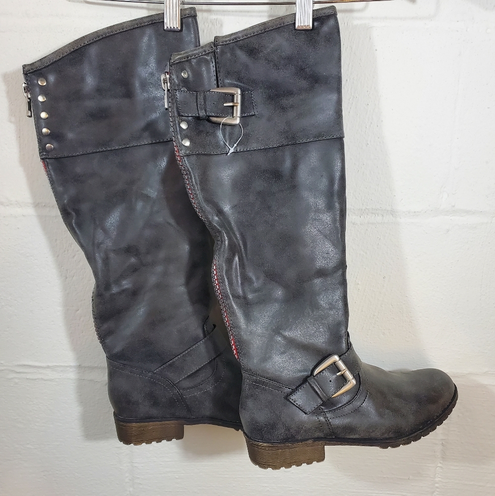 Madden Girl NWT Charcoal Knee-High Boots - 7
